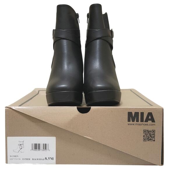 MIA Women Esther High Heel Platform Ankle Boots Size US 8.5M Black Burnished - Picture 4 of 4